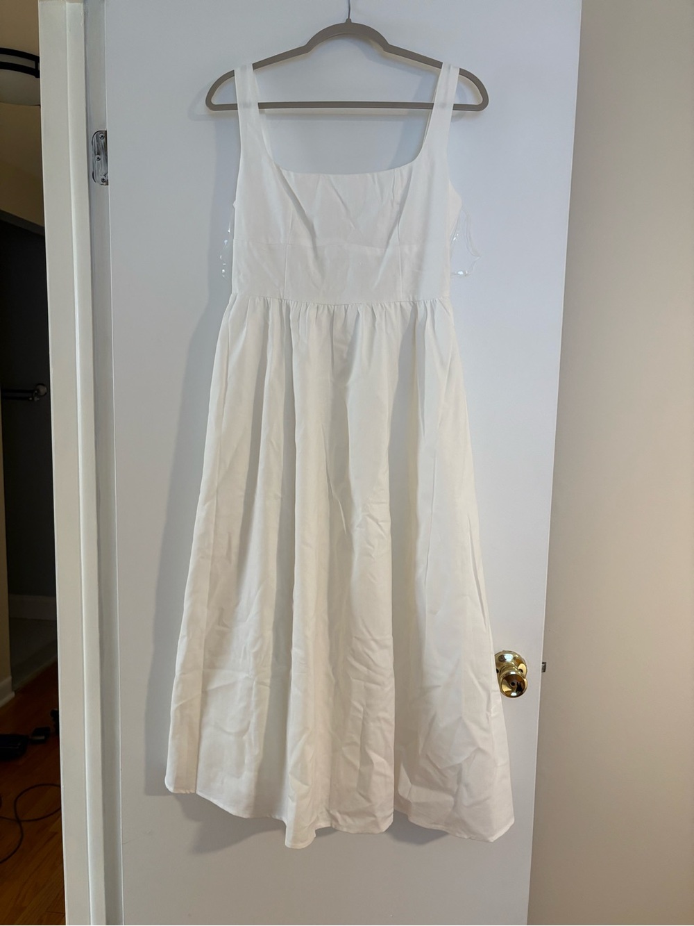 Showpo Khari White Midi Dress - Sleeveless Square Neck - Picture 2 of 3